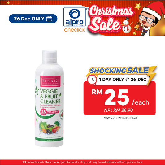 BerryC Veggie & Fruit Cleaner 500mL | Remove Synthetic Waxes & Pests Alpro Pharmacy