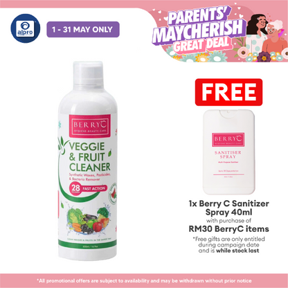 BerryC Veggie & Fruit Cleaner 500mL | Remove Synthetic Waxes & Pests Alpro Pharmacy