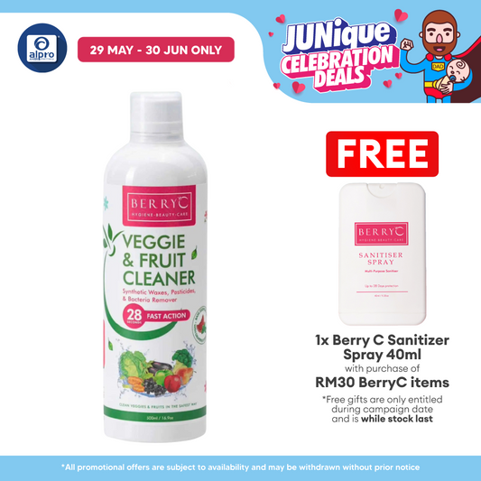 BerryC Veggie & Fruit Cleaner 500mL | Remove Synthetic Waxes & Pests Berry C