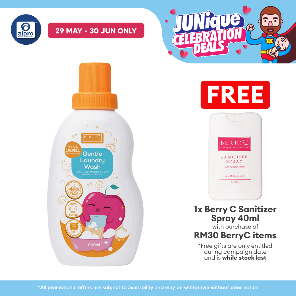 BerryC Gentle Laundry Wash 800mL | Concentrated Detergent & Safe for Baby Clothes Berry C