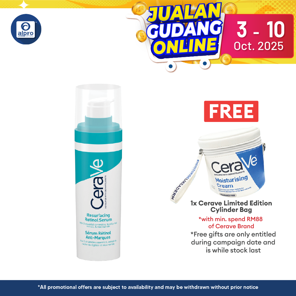CeraVe Resurfacing Retinol Serum 30mL | Effective To Reduce Post-Acne Marks Cerave