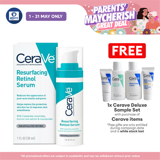 CeraVe Resurfacing Retinol Serum 30mL | Effective To Reduce Post-Acne Marks Cerave