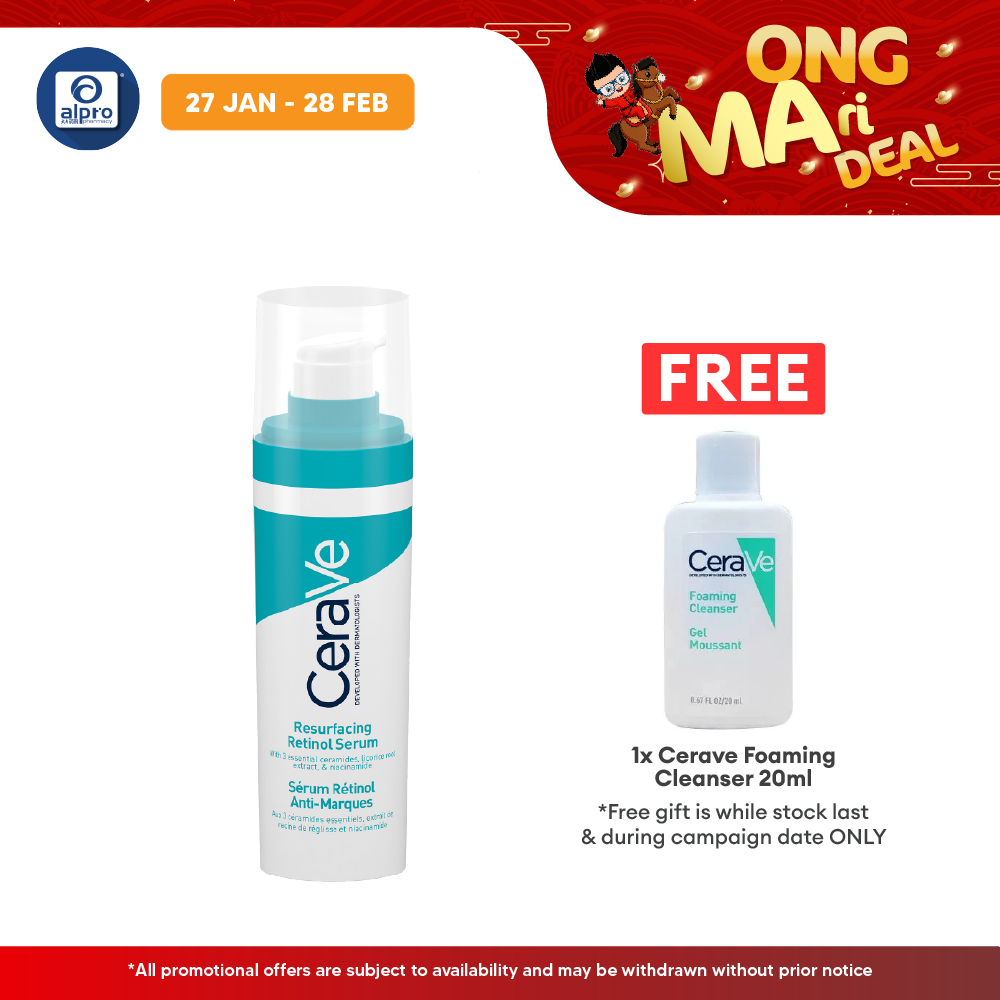 CeraVe Resurfacing Retinol Serum 30mL | Effective To Reduce Post-Acne Marks Cerave