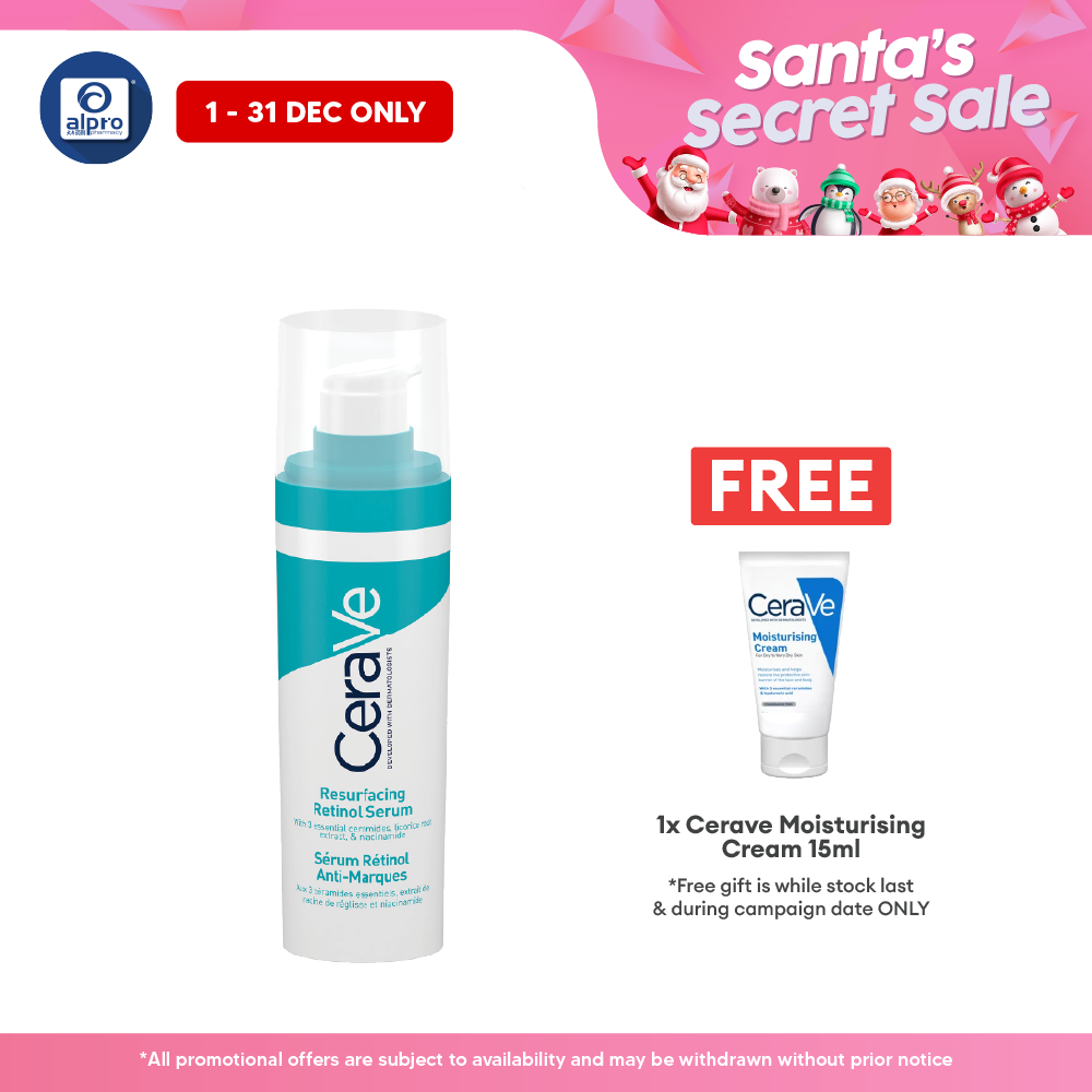 CeraVe Resurfacing Retinol Serum 30mL | Effective To Reduce Post-Acne Marks Cerave