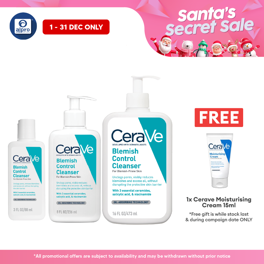 CeraVe Acne Blemish Control Cleanser 88mL | Reduce Blackheads & Improve Pores Alpro Pharmacy