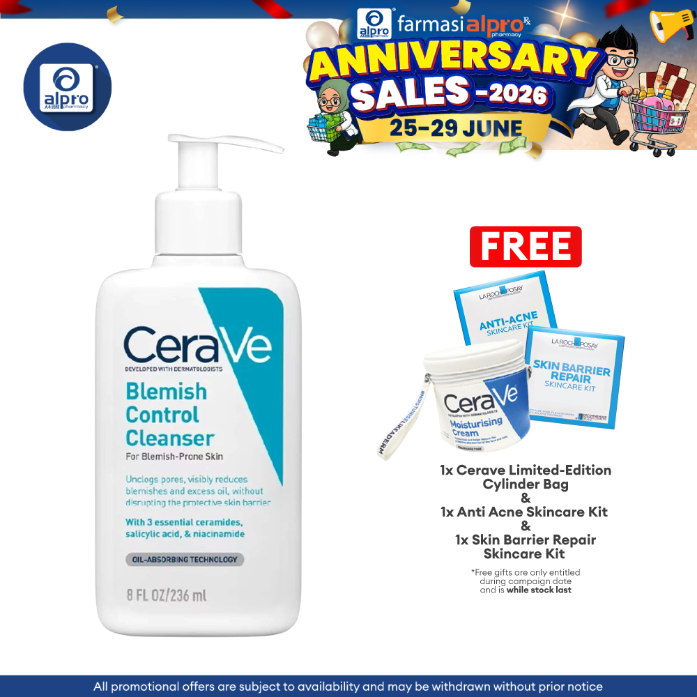 CeraVe Acne Blemish Control Cleanser 236mL | Reduce Blackheads & Improve Pores Cerave