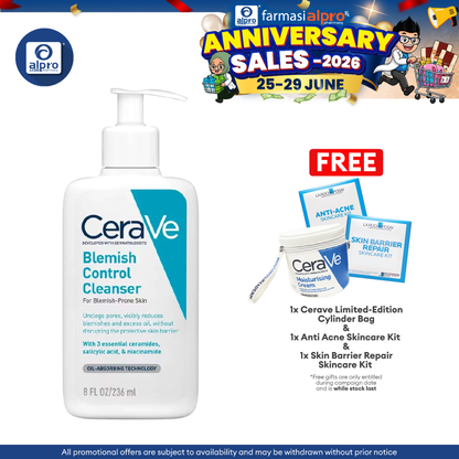 CeraVe Acne Blemish Control Cleanser 236mL | Reduce Blackheads & Improve Pores Cerave
