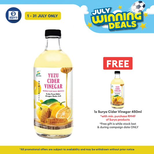 Surya Yuzu Cider Vinegar 450mL | Aids Weight Management Surya
