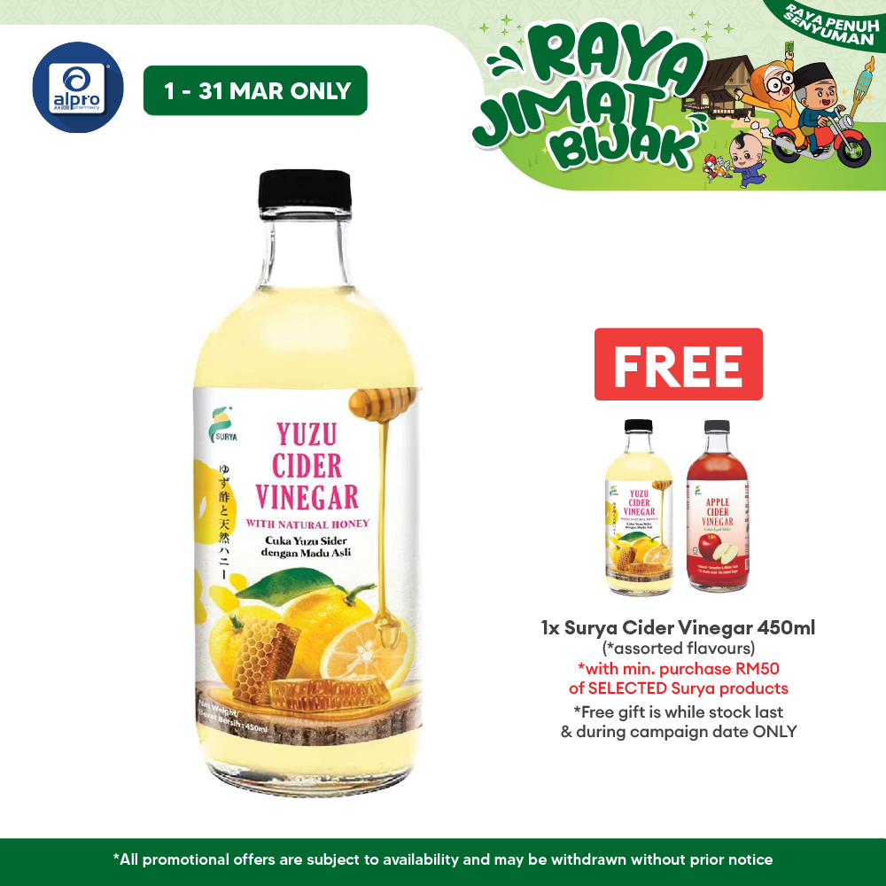 Surya Yuzu Cider Vinegar 450mL | Aids Weight Management Alpro Pharmacy