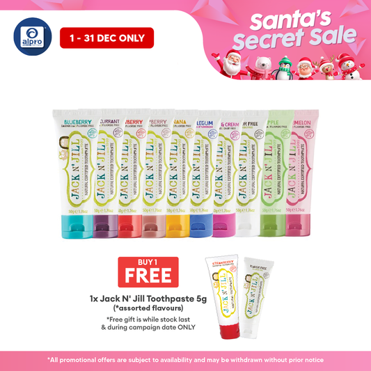Jack N' Jill Natural Certified Toothpaste (Assorted) 50g | Soothe Gums & Prevent Tooth Decay Jack N Jill