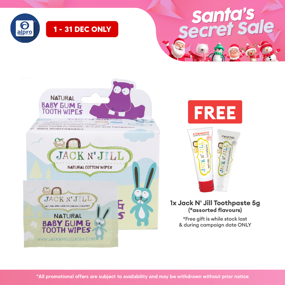 Jack N' Jill Natural Baby Gum & Tooth Wipes - 25 Pack | Supports Healthy & Strong Gums Jack N Jill