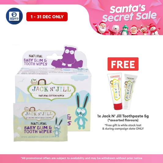 Jack N' Jill Natural Baby Gum & Tooth Wipes - 25 Pack | Supports Healthy & Strong Gums Jack N Jill