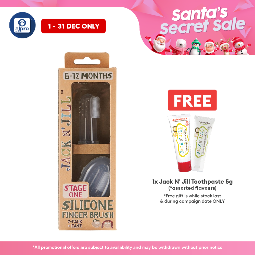 Jack N' Jill Stage 1 Silicone Finger Brush - 2 Pack Set | Gentle On Gums & Safe Silicone Jack N Jill