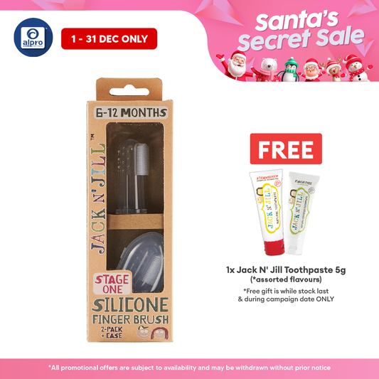 Jack N' Jill Stage 1 Silicone Finger Brush - 2 Pack Set | Gentle On Gums & Safe Silicone Jack N Jill
