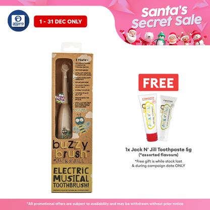Jack N' Jill Kids Electric Musical Toothbrush Buzzy Brush (3+ Years) | Fun & Enjoyable Brushing Experience Jack N Jill