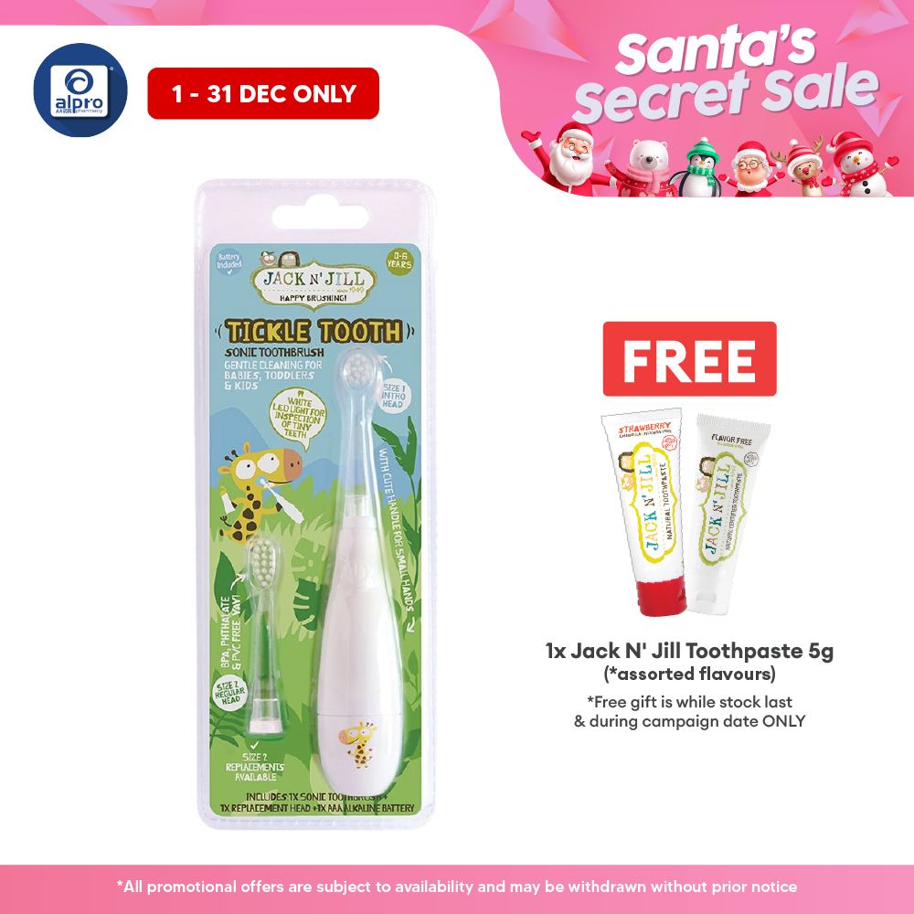 Jack N' Jill Tickle Tooth Sonic Toothbrush (0-6yrs) | Helps to Teach & Remind to Brush Teeth Jack N Jill