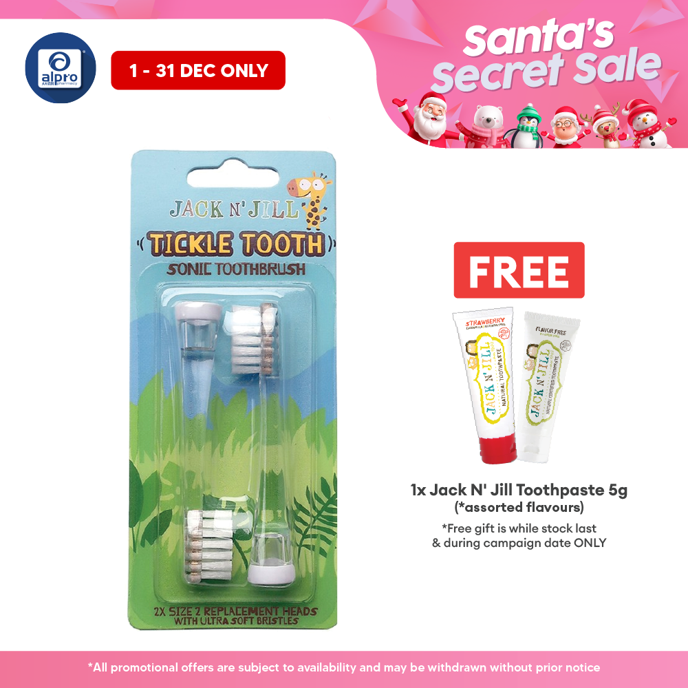 Jack N' Jill Tickle Tooth Sonic Toothbrush Replacement Heads (2pcs) | For New Tooth Sonic Electric Toothbrush Jack N Jill