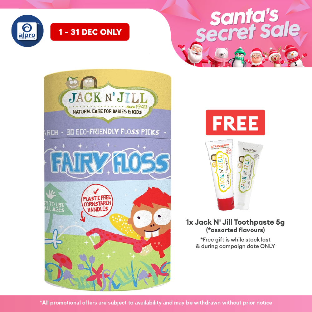 Jack N' Jill Fairy Floss Dental Flossers - 30 Pieces | Helps to Prevent Cavities Jack N Jill