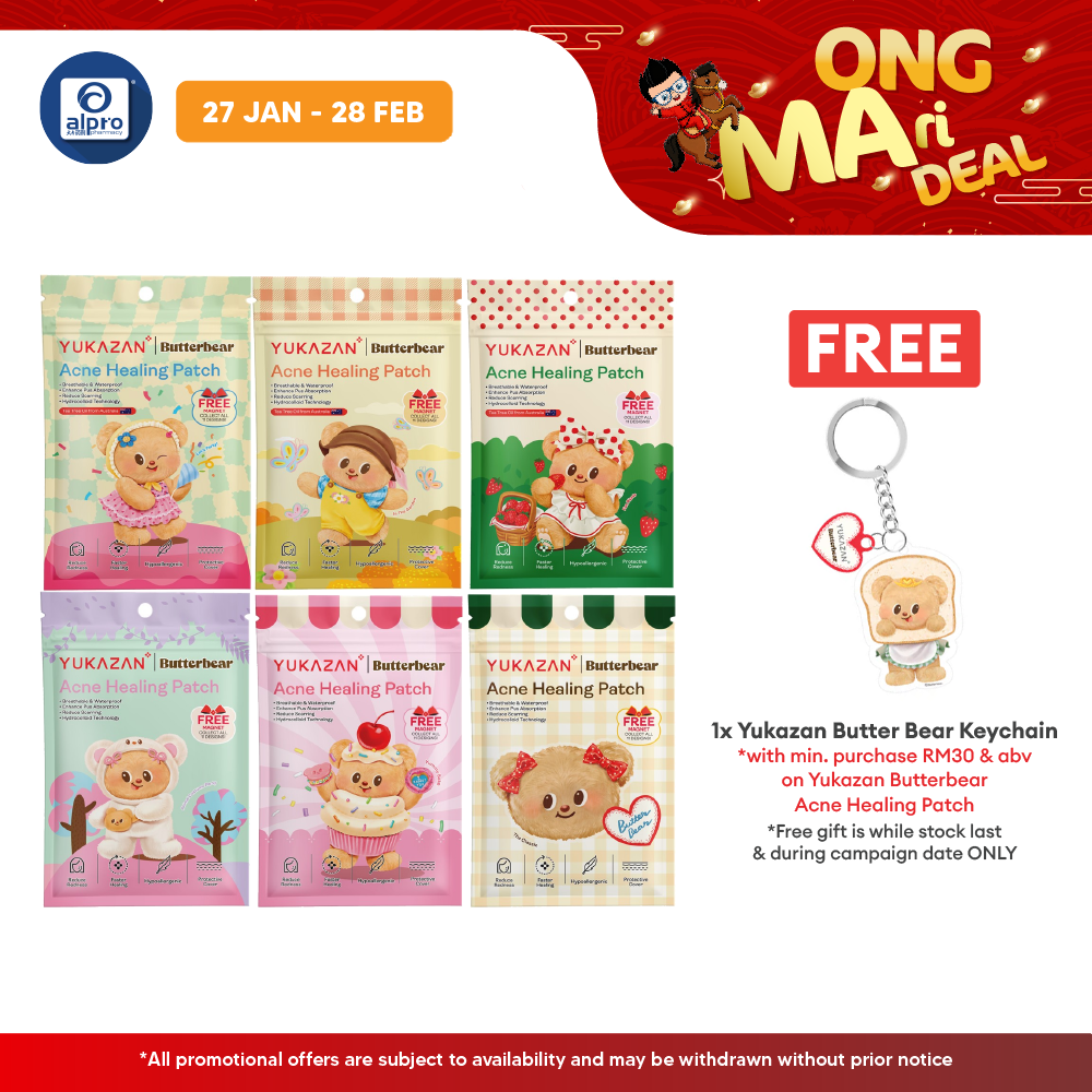 Yukazan Butterbear Acne Healing Patch (Classic/ Bakery/ Animal/ Picnic/ Party/ Garden) 20s | Less Scarring & Waterproof Yukazan