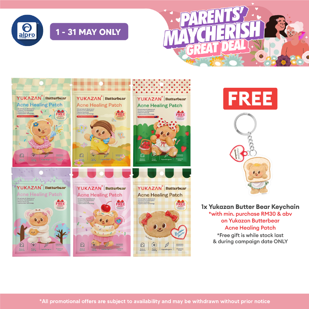Yukazan Butterbear Acne Healing Patch (Classic/ Bakery/ Animal/ Picnic/ Party/ Garden) 20s | Less Scarring & Waterproof Yukazan