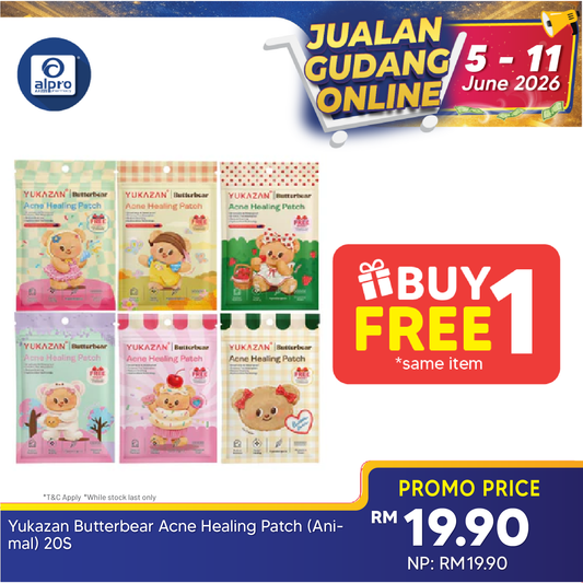 Yukazan Butterbear Acne Healing Patch (Classic/ Bakery/ Animal/ Picnic/ Party/ Garden) 20s | Less Scarring & Waterproof Yukazan