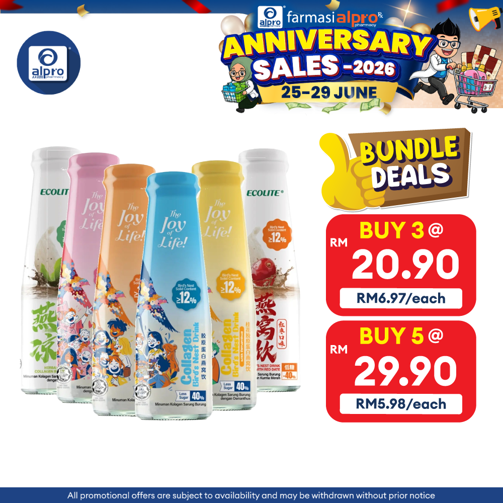 Ecolite Collagen Bird's Nest Drink (Original/ Osmanthus/ White Peach/ Longan/ Herbal Tea/ Red Dates) 250mL Ecolite