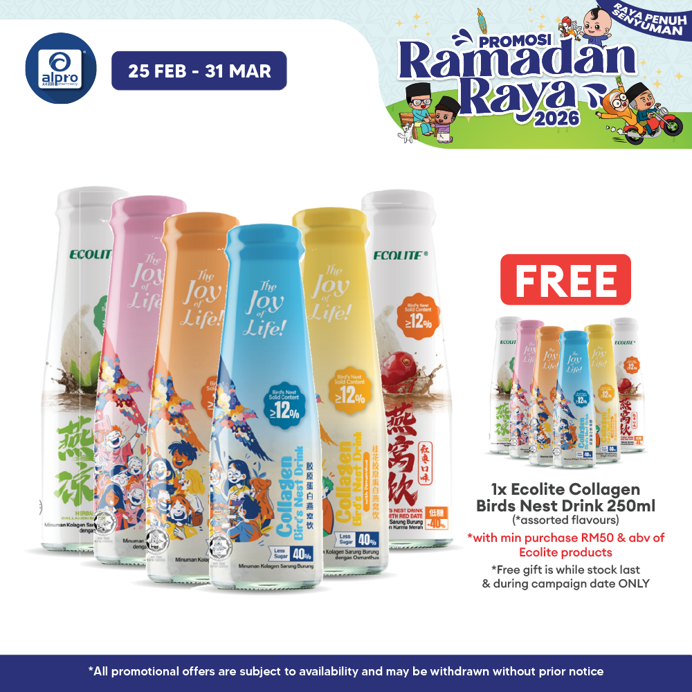 Ecolite Collagen Bird's Nest Drink (Original/ Osmanthus/ White Peach/ Longan/ Herbal Tea/ Red Dates) 250mL Ecolite