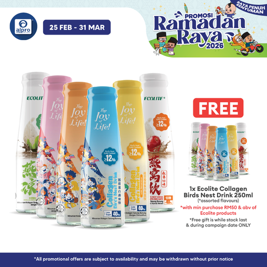 Ecolite Collagen Bird's Nest Drink (Original/ Osmanthus/ White Peach/ Longan/ Herbal Tea/ Red Dates) 250mL Ecolite
