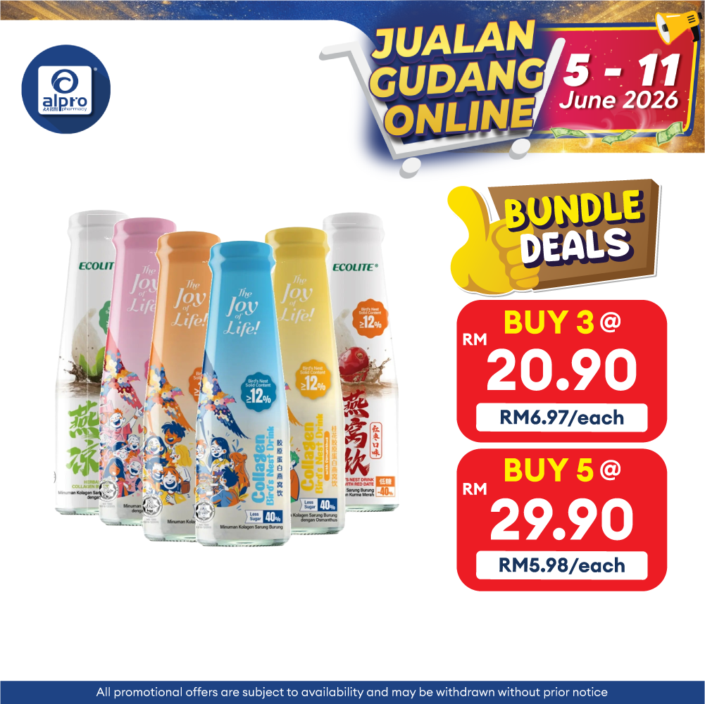Ecolite Collagen Bird's Nest Drink (Original/ Osmanthus/ White Peach/ Longan/ Herbal Tea/ Red Dates) 250mL Ecolite