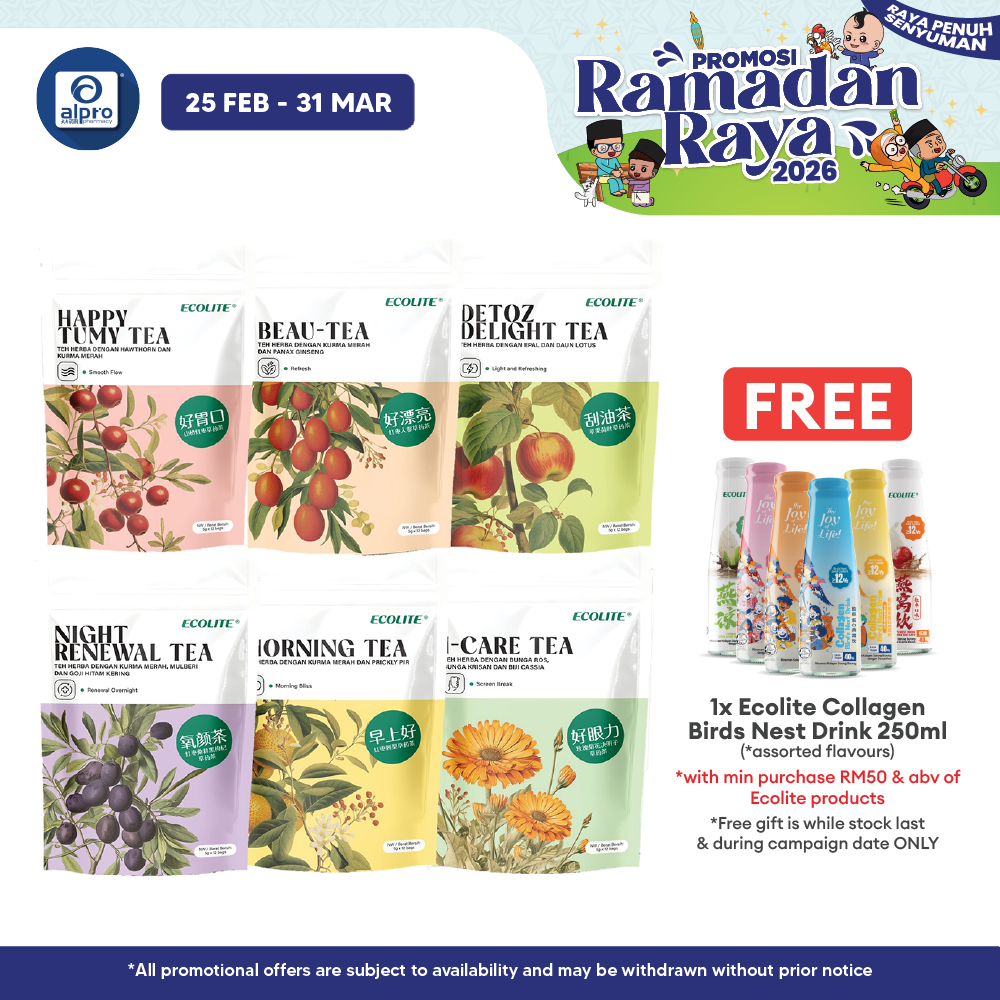 Ecolite Herbal Tea (Morning Tea/ Night Renewal Tea/ Detoz Delight Tea/ Beau-tea/ I-Care Tea/ Happy Tumy Tea) 5g ×12s Ecolite