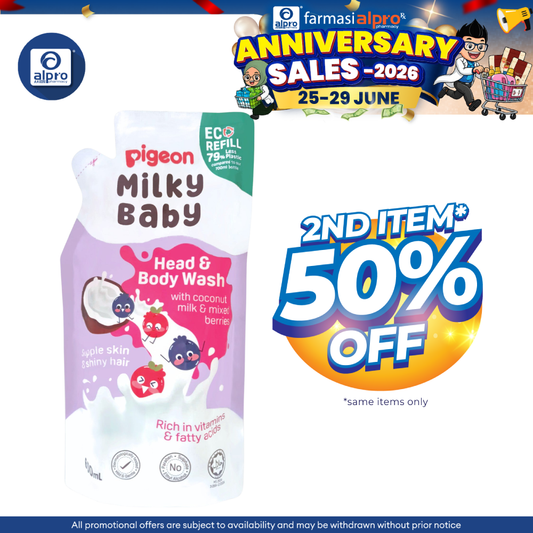 Pigeon Milky Baby Head and Body Wash 600mL Refill | Mild & Gentle Head & Body Wash Pigeon