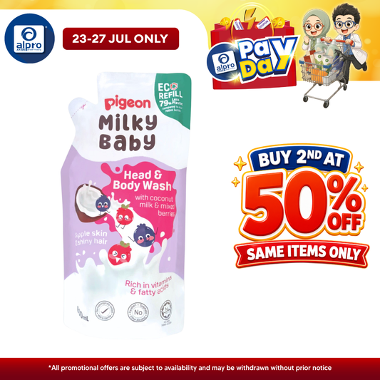 Pigeon Milky Baby Head and Body Wash 600mL Refill | Mild & Gentle Head & Body Wash Pigeon