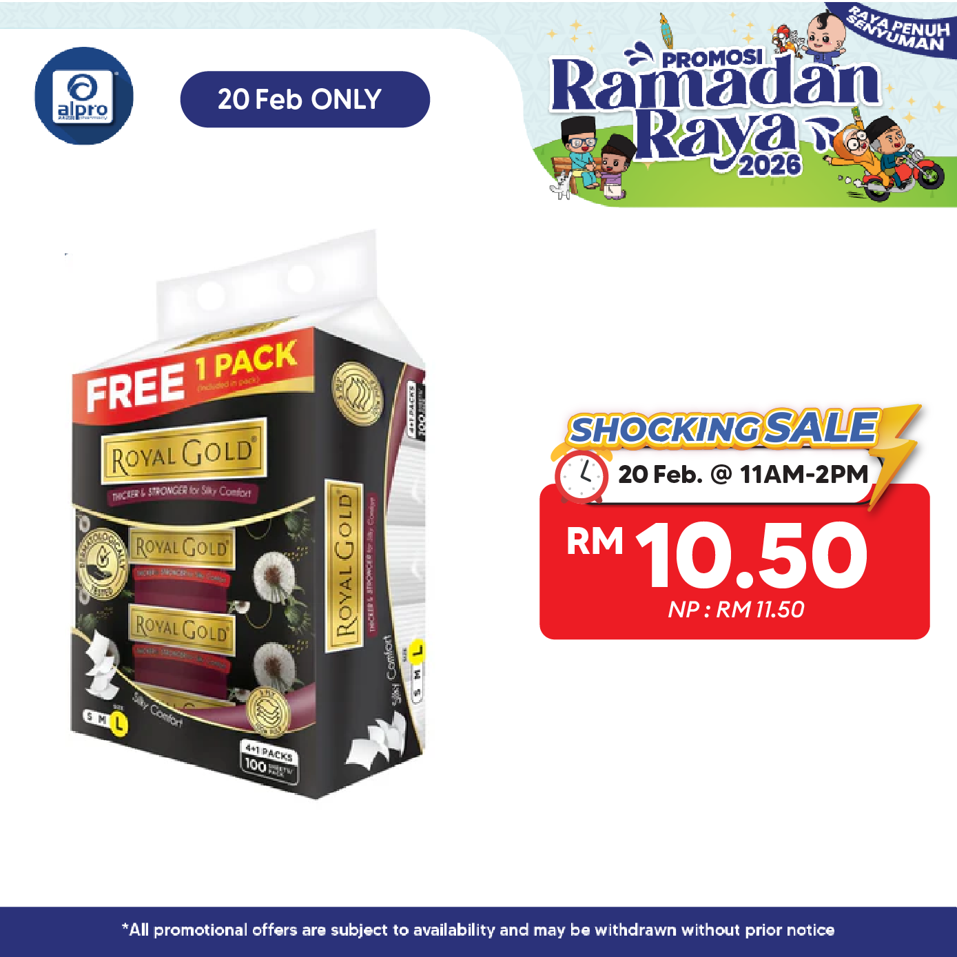 Royal Gold Luxurious White Soft Pack 3 Ply (100sheets ×4+1packs) | Thicker & Stronger Tissue ROYAL GOLD