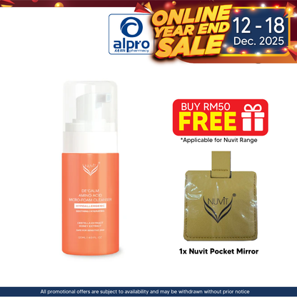 Nuvit De'Calm Amino Acid Micro-Foam Cleanser 120mL | Calms & Comforts Irritated Skin Nuvit