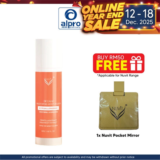 Nuvit De'Calm Restoring Moisturizer 50mL | Calms Irritated Skin & Improve Skin Nuvit