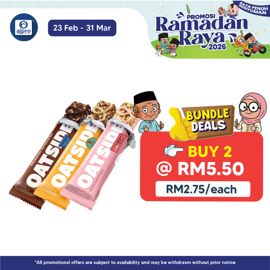 OATSIDE Wholegrain Oat Cereal Bar 18g (Chocolate/ Strawberry White Chocolate/ Peanut Butter) Oatside