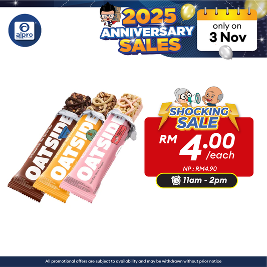 OATSIDE Wholegrain Oat Cereal Bar 18g (Chocolate/ Strawberry White Chocolate/ Peanut Butter) Oatside