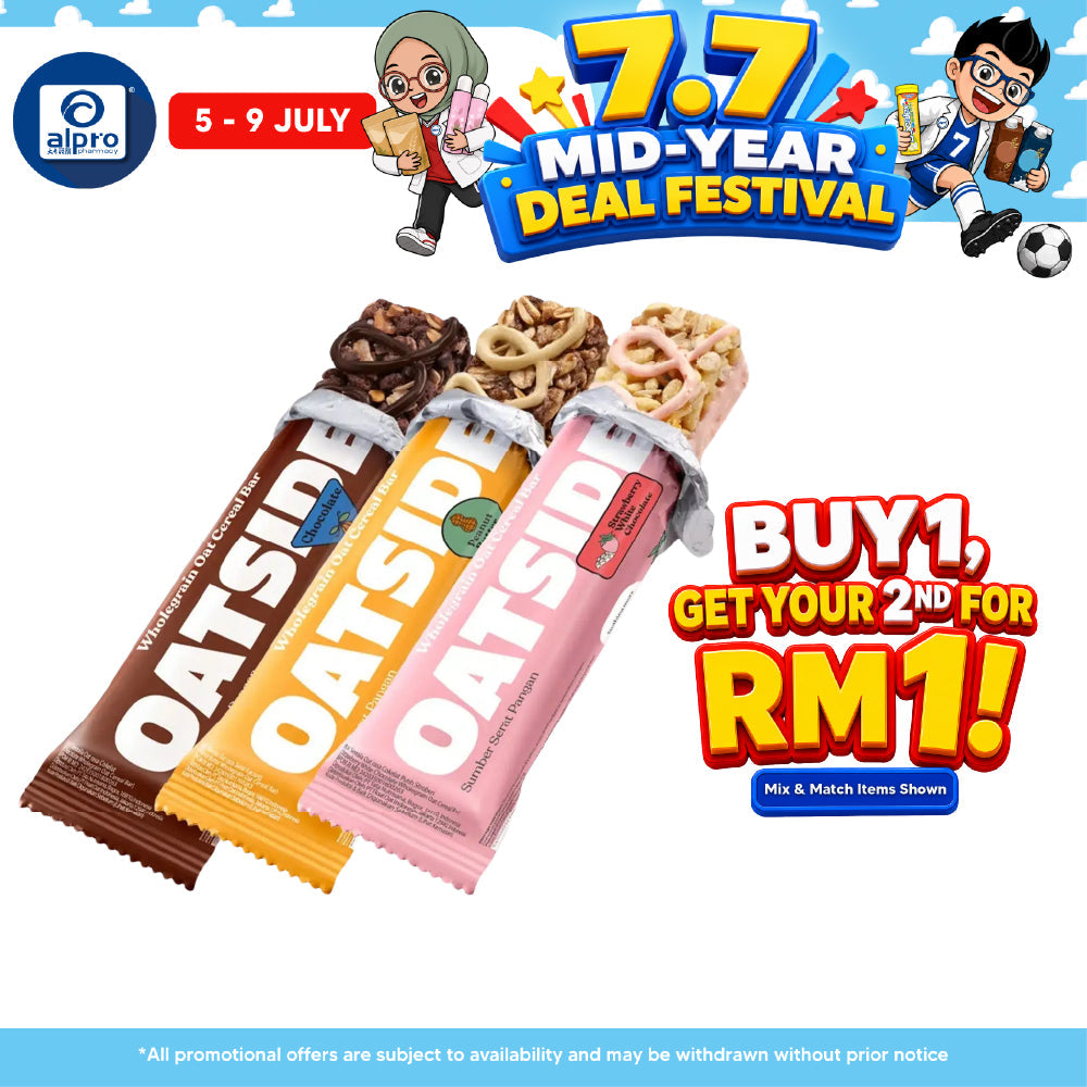 OATSIDE Wholegrain Oat Cereal Bar 18g (Chocolate/ Strawberry White Chocolate/ Peanut Butter) Optimum Nutrition