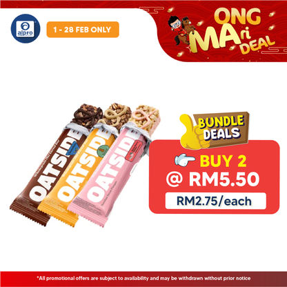 OATSIDE Wholegrain Oat Cereal Bar 18g (Chocolate/ Strawberry White Chocolate/ Peanut Butter) Oatside