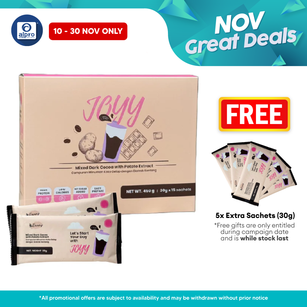 Joyy Dark Cocoa Meal Replacement with Crispy Bits 15s | Fulfilling Light Drink with Crunchy Bits JOYY