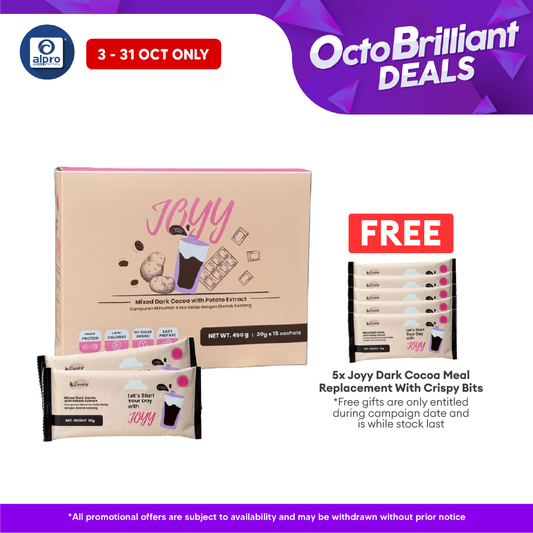 Joyy Dark Cocoa Meal Replacement with Crispy Bits 15s | Fulfilling Light Drink with Crunchy Bits JOYY