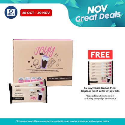 Joyy Dark Cocoa Meal Replacement with Crispy Bits 15s | Fulfilling Light Drink with Crunchy Bits JOYY