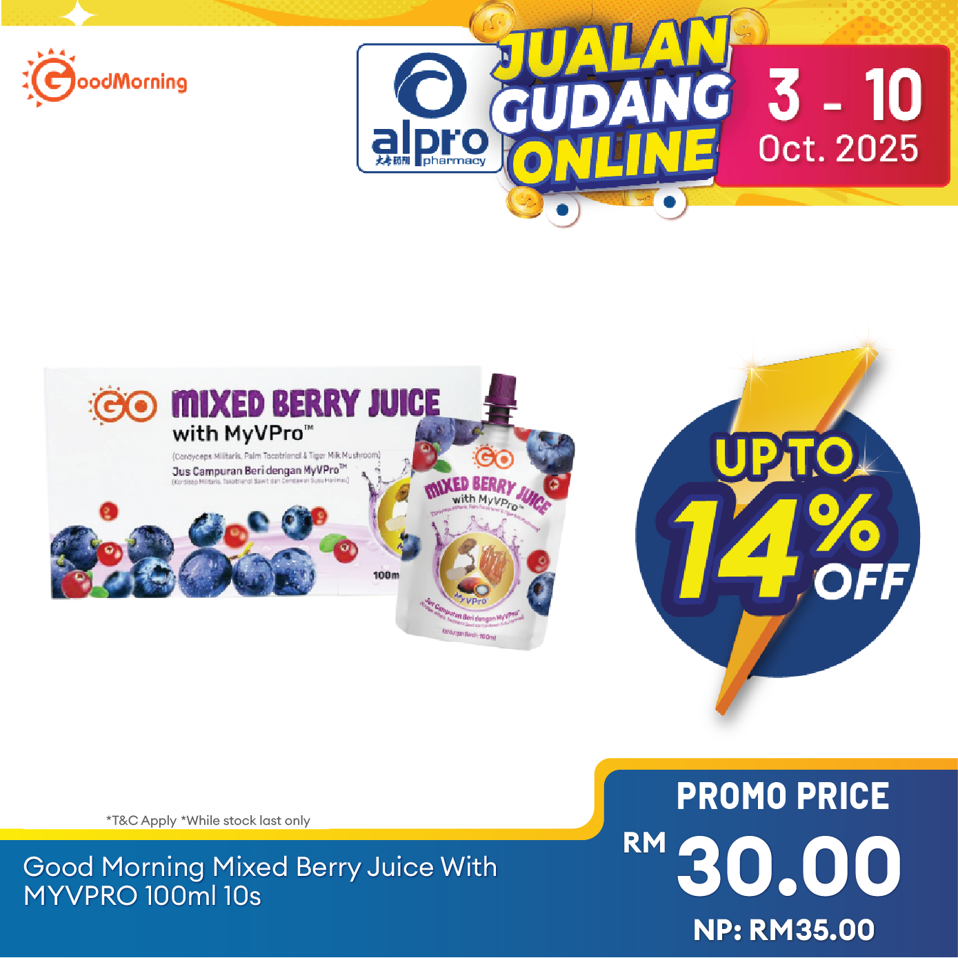 Good Morning Mixed Berry Juice With Myvpro 100ml 10s | No Sugar Added GoodMorning