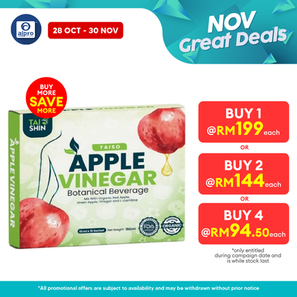 Taishin Taiso Apple Vinegar 15s | Helps to Increase Fat Burning Rate HISHIN