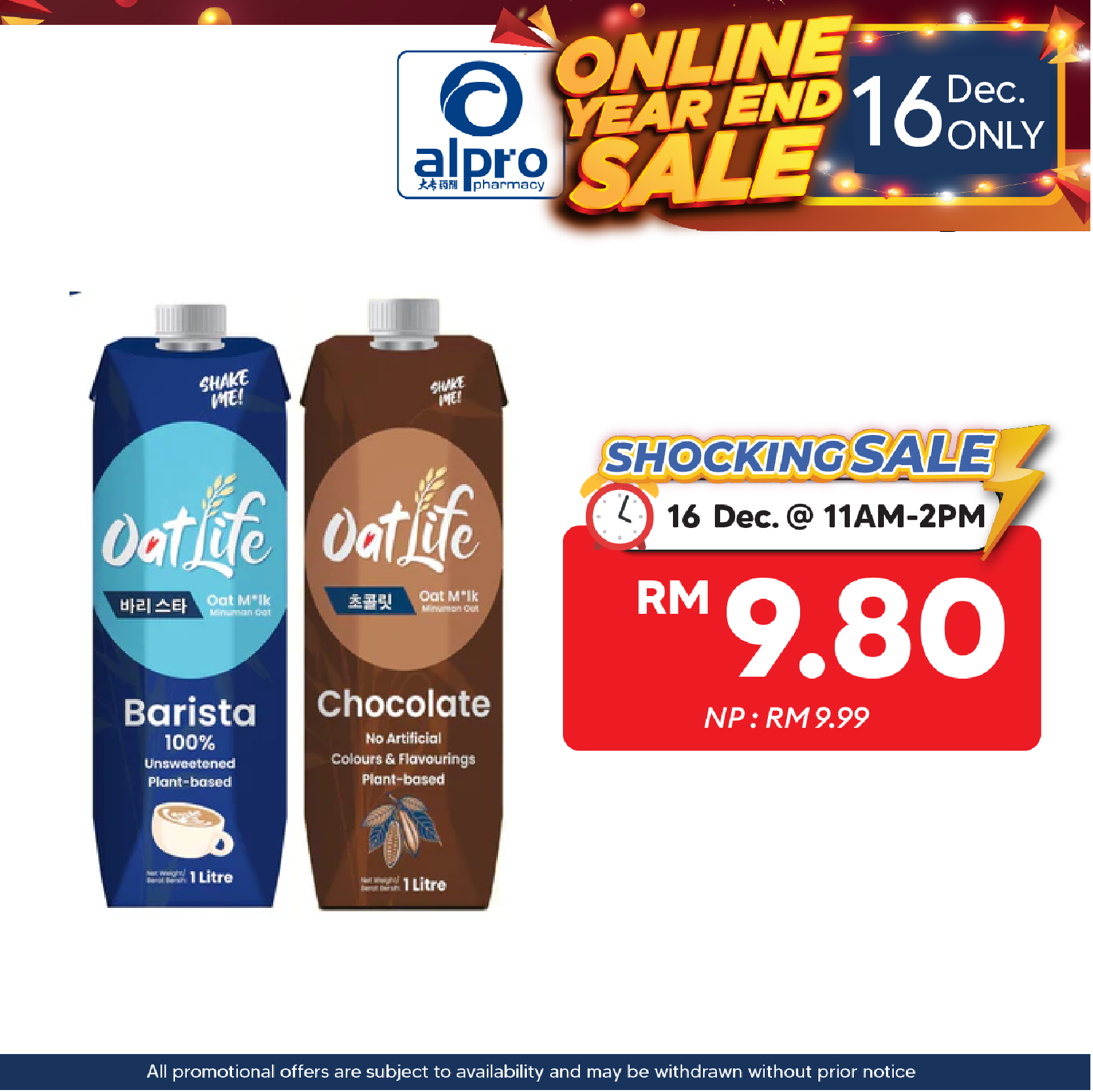 Oatlife Oat Milk (Barista/ Chocolate) 1L | Unsweetened & Smooth Oat Milk