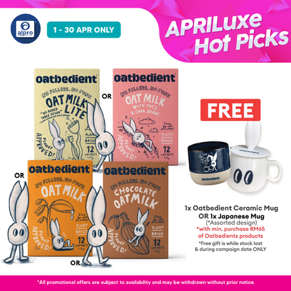 Oatbedient Oat Milk (Oat Milk/ Chocolate Oat Milk/ Oats & Chia Seeds/ Lite) 12s | Smooth, Creamy & Natural Sweet Oatbedient