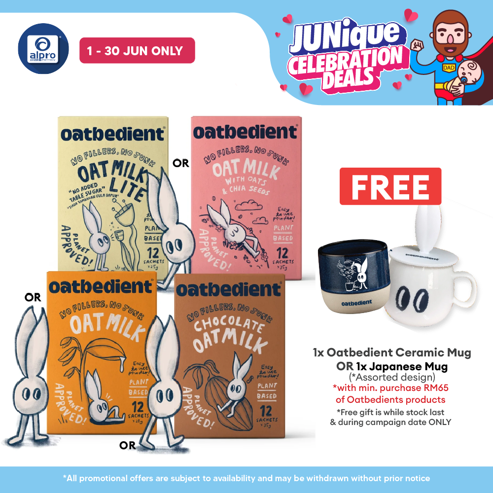 Oatbedient Oat Milk (Oat Milk/ Chocolate Oat Milk/ Oats & Chia Seeds/ Lite) 12s | Smooth, Creamy & Natural Sweet Oatbedient