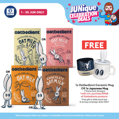 Oatbedient Oat Milk (Oat Milk/ Chocolate Oat Milk/ Oats & Chia Seeds/ Lite) 12s | Smooth, Creamy & Natural Sweet Oatbedient