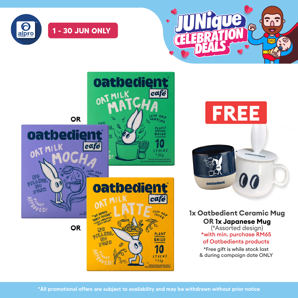 Oatbedient Oat Milk (Latte/ Mocha/ Matcha) 10s | Enjoy Café Favourites with Oat Oatbedient
