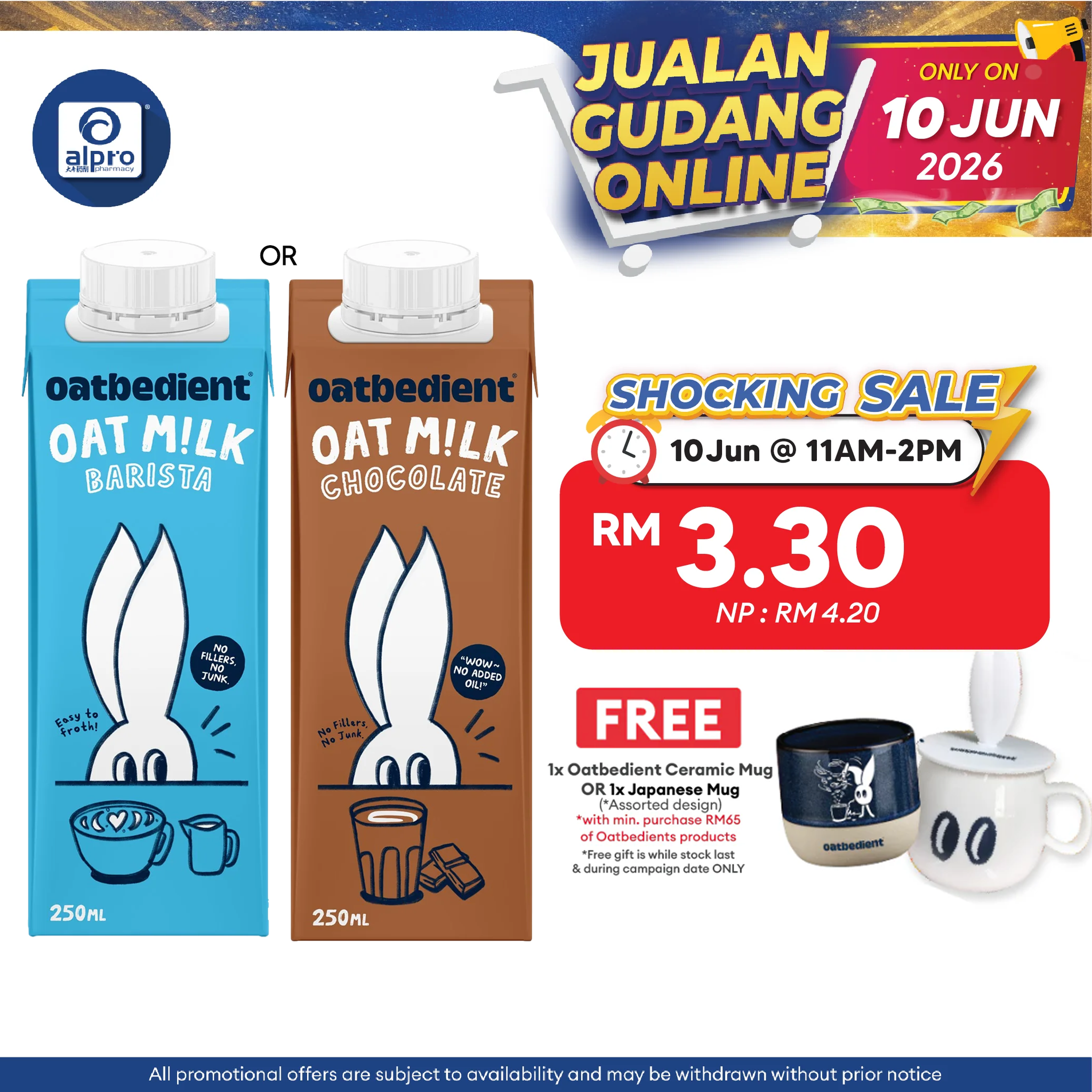 Oatbedient Oat Milk (Barista/ Chocolate) 250ml | Smooth & Creamy with Natural Sweet Oatbedient
